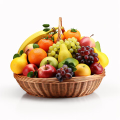 Naklejka na ściany i meble a basket of various fruits on a white background