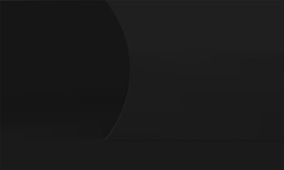 Black 3d showroom geometric interior curved wall empty space advertising area realistic vector