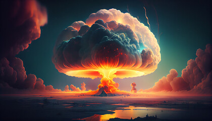 Stunning Nuclear explosions and mushroom clouds, created with AI tool
