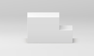 White 3d pedestal stairs step exhibition award arena best champion celebration realistic vector