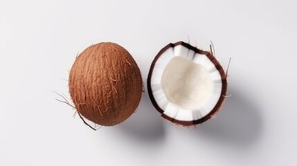 coconuts with white background top view Created With Generative AI Technology	