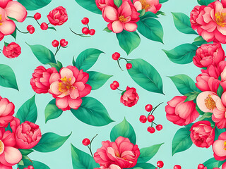 Photo  flowers watercolor seamless patterns Ai generated