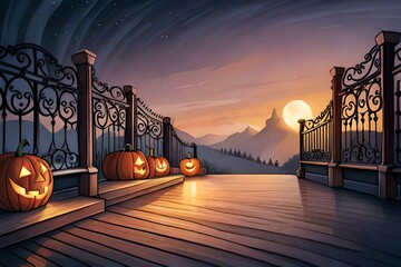 Halloween night background generated by AI technology