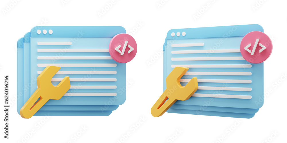 Aufkleber web setting 3d icon. setting website 3d illustration. settings 3d icon tools.