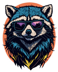 Cool Raccoon artwork illustration (Generative AI)
