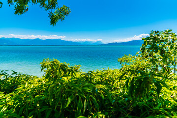 Germany, bodensee lake constance panorama view, sunny day, sailboats in paradise nature landscape,...