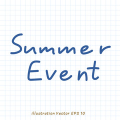 Summer handwriting on checkered paper,Flat Modern design ,Vector illustration EPS 10