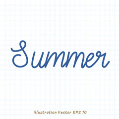 Summe handwriting on checkered paper,Flat Modern design ,Vector illustration EPS 10