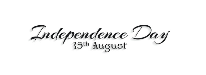 Happy Independence Day Typography. Hand drawn modern vector calligraphy. Simple inscription with swashes, wavy lettering text. 15 August Indian Independence day greeting card and Social Media Cover - obrazy, fototapety, plakaty