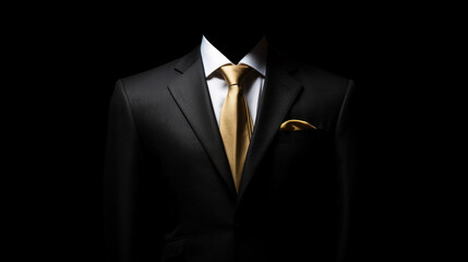 Businessman professional suit with gold tie and gold pin  - Powered by Adobe