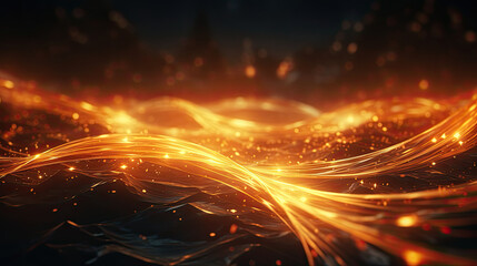 Obraz premium abstract background orange digital waves, wallpaper