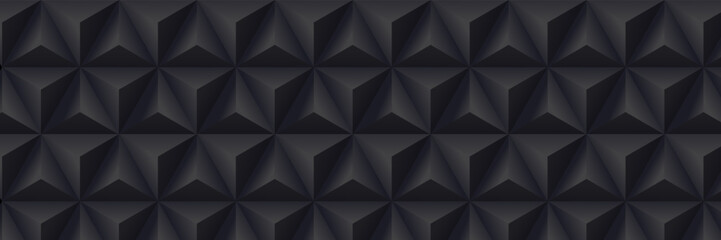 Abstract geometric background. Vector 3d illustration. Triangle or pyramid black shapes. Polygonal tiles backdrop. Minimal cover design. Futuristic element for design