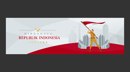 Indonesia independence day realistic illustration template