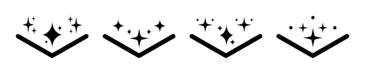 Set of clean surface vector icons. Cleanliness, sparkle and shiny surface. Clean symbol.