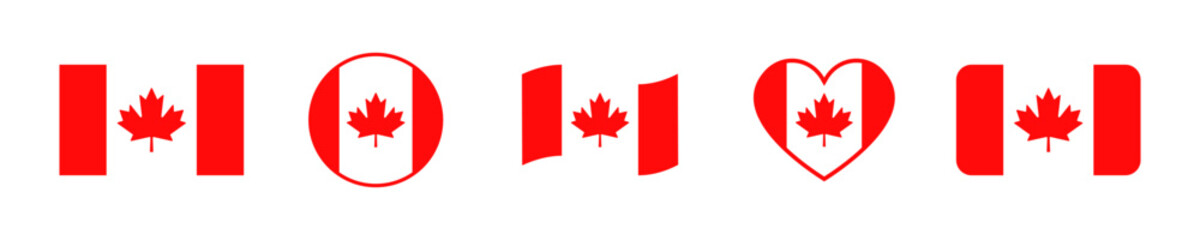 Fototapeta na wymiar Set of Canada flag vector icons. Canadian national waving flag. Vector 10 Eps.
