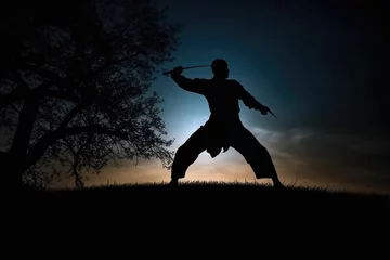 Tuinposter Martial arts master on fight training © jambulart