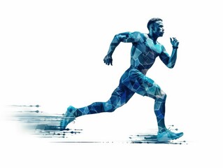 one caucasian runner running jogger