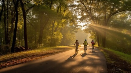 
Family bike rides, walks along the paths, active recreation.
Generative AI - obrazy, fototapety, plakaty
