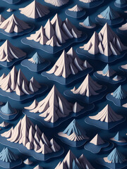 Paper mountains abstract background. AI generated illustration.