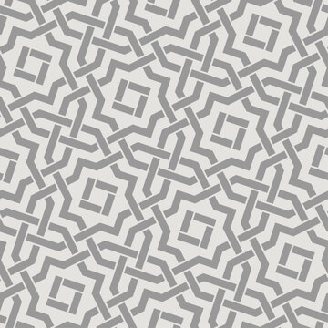 Seamless pattern with intersecting stripes, poly lines, polygons. Abstract ornament in Arabic style. Arabesque.
