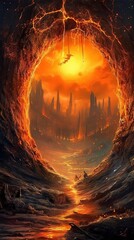 Archery portal door to the hell Generative AI