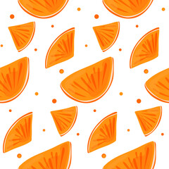 Slices of orange. Summer juicy orange seamless pattern.