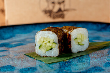 sushi rolls in nori sheet