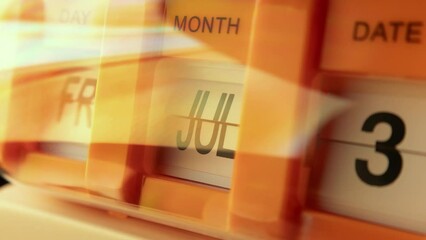 Time lapse of calendar clock in 1 year in futuristic lighting