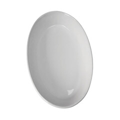White empty oval porcelain serving plate on transparent background. Real Shot.