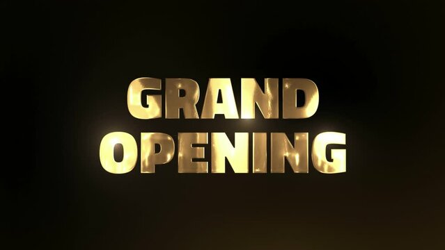 Golden Elegant Grand Opening Text Animation in Luxury Gold Color. Grand Opening Typography Loop Text Animation in luxury gold color with, Glitter Sparkles, Loop Animation.