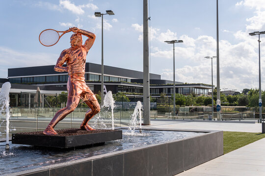 Metal sculpture of the Spanish tennis player Rafael Nadal