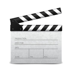 Clapper board on white background. Film movie clapper board. Vector illustration.