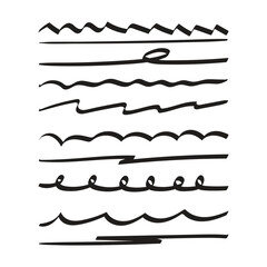 black hand drawn line collection