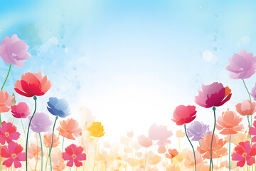 A spring poppies floral flowers springtime background. Generative AI