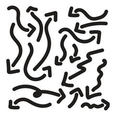 set of black hand drawn arrows