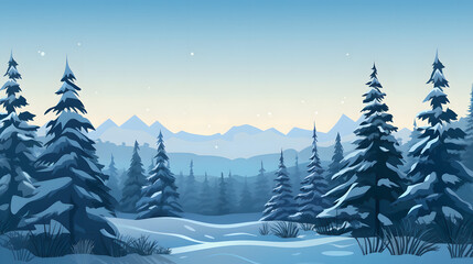 Fototapeta na wymiar Snowy winter forest landscape with trees background. Generative AI