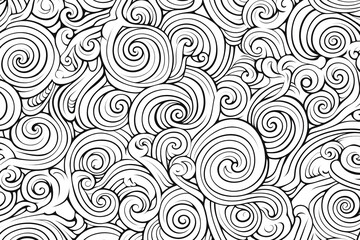 Fototapeta na wymiar Black and white doodle seamless pattern. Generative AI