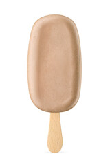 Chocolate ice cream popsicle isolated. Transparent PNG image.