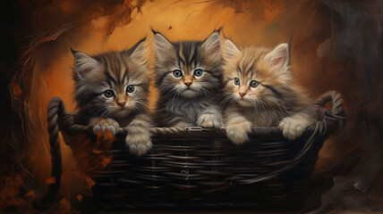 three kitten in the basket, Generative Ai