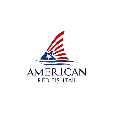 American red fishtail logo, perfect for the restaurant industry, fishermen, big fish fishing grounds or anything related to logos.