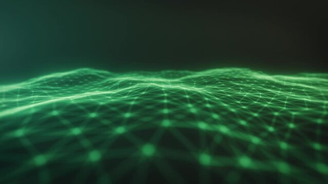 Green Digital Data Wave Background Abstract Visualization