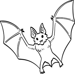 hand drawn cartoon bat illustration.