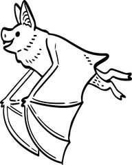 hand drawn cartoon bat illustration.