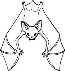 hand drawn cartoon bat illustration.
