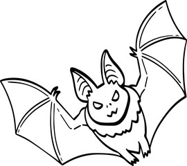 hand drawn cartoon bat illustration.