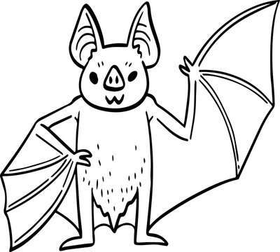 hand drawn cartoon bat illustration.