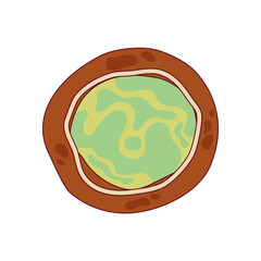 Retro Christmas gingerbread round. Groovy christmas gingerbread with filling. Funny xmas groovy cookie for comic design. Retro cartoon vector illustration