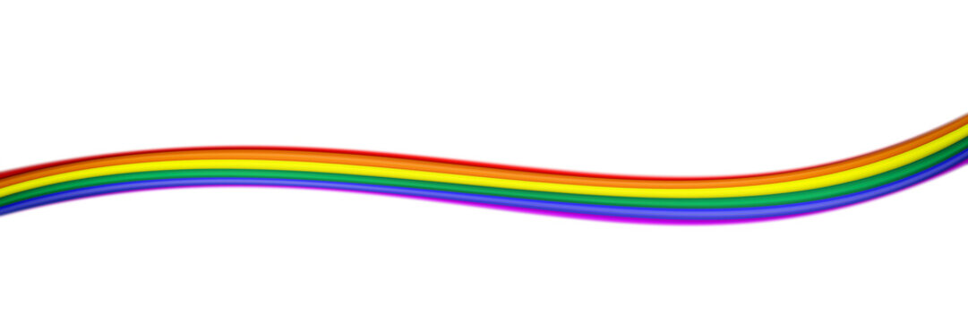 Geschwungener Streifen mit Regenbogenfarben vor wei&szlig;em Hintergrund