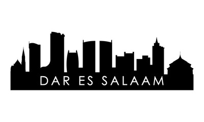 Naklejka premium Dar es Salaam skyline silhouette. Black Dar es Salaam city design isolated on white background.