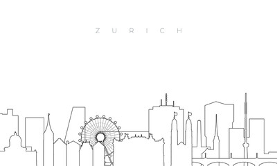 Outline Zurich skyline. Trendy template with Zurich buildings and landmarks in line style. Stock vector design.